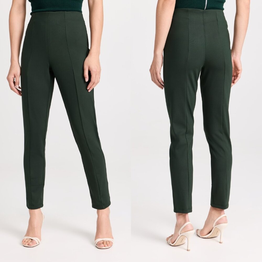 Sally‎ LaPointe Green Stretch Scuba Fitted Pintuck Pants